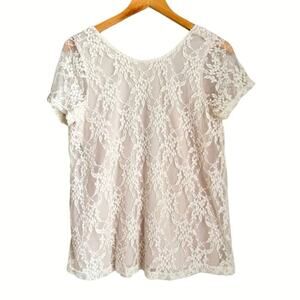 Show Me Your Mumu Cream Lace Camden Top Women’s Small Open Back Short Sleeve